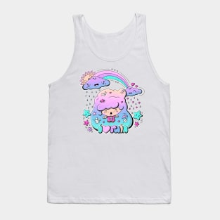 Cute rain bubble head girl in kawaii style Tank Top